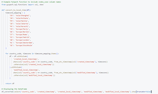 Picture4 - Global Data Timestamp Management,UTC to Local Time Transformation,PySpark Timezone Conversion
